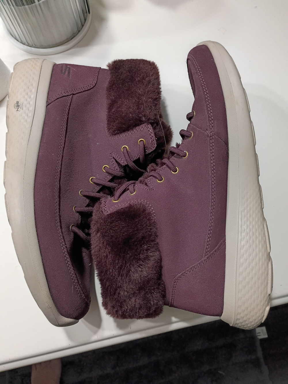 Skechers Women's Burgundy Faux-Fur Boots/Sneakers